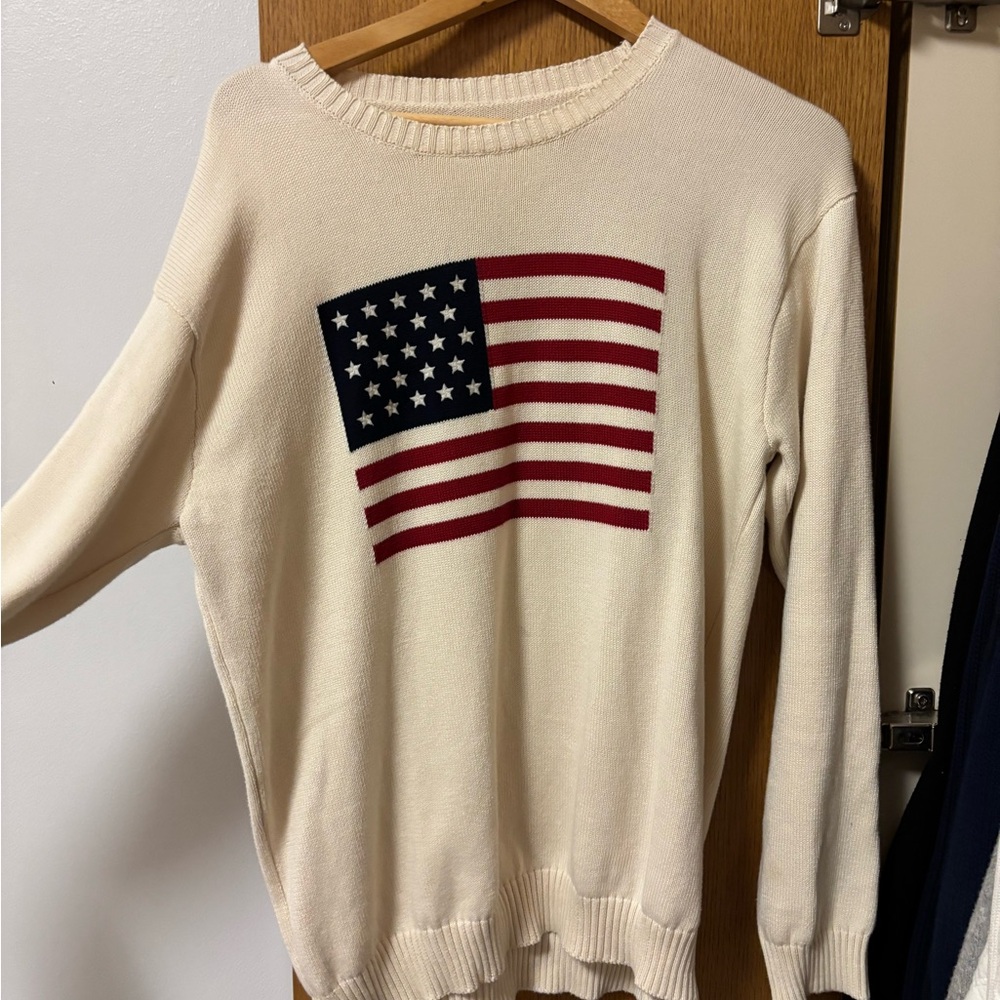 Brandy Melville Cream American Flag Sweater